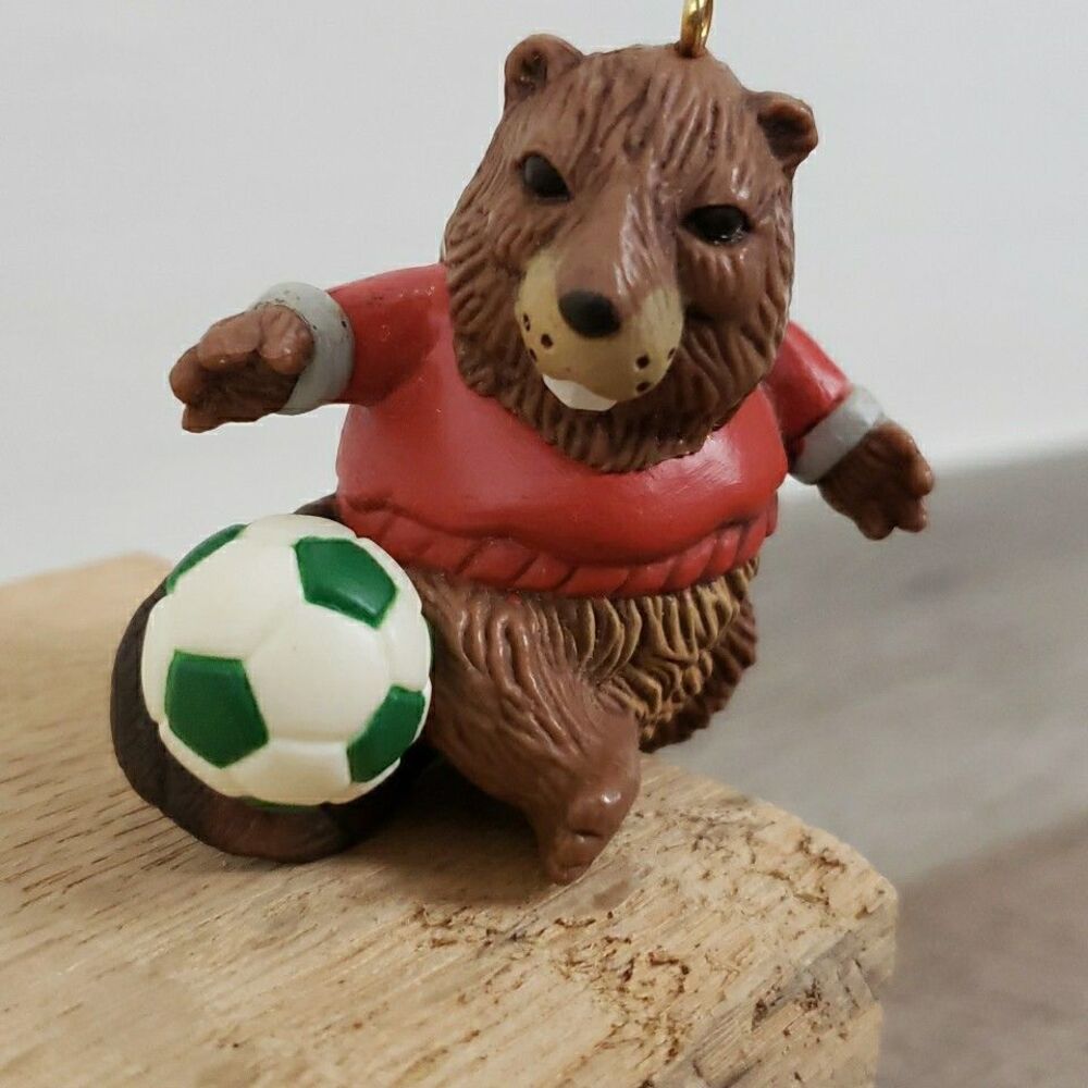 Hallmark Soccer Beaver Ornament Sports Boy 1985 Christmas Holiday Gift